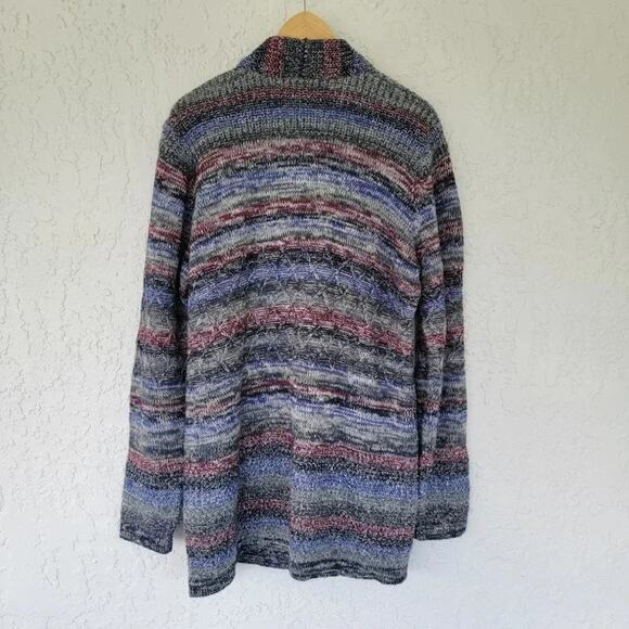 Orvis Knit Cardigan Sweater Cotton Alpaca Open Front Multicolor Womens Size L - Picture 6 of 10